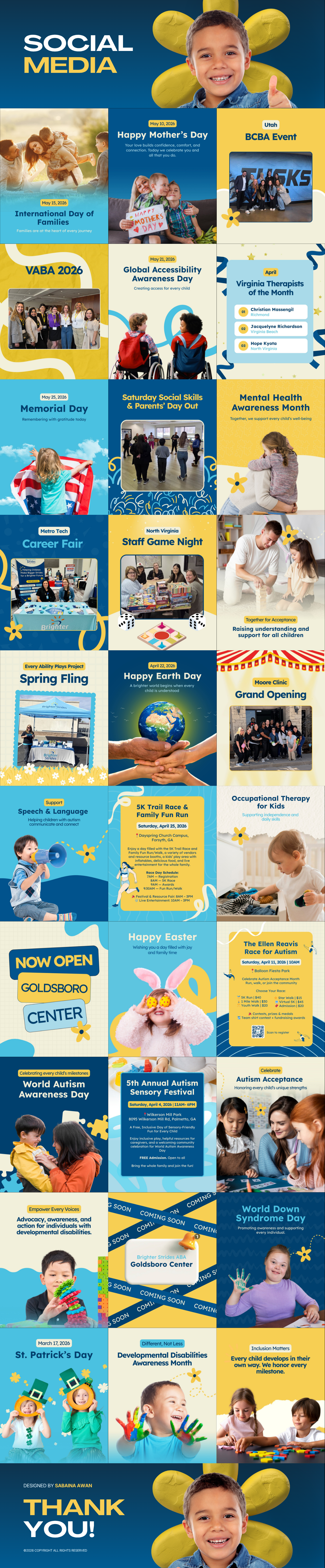 Brighter Strides ABA — full social showcase, scroll to see the whole thing